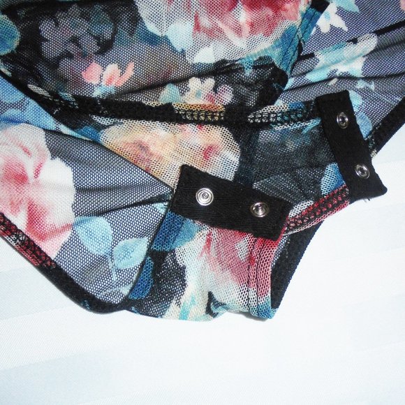 Bodysuit 2X NEW Plus Size Sheer Mesh onepiece top Short sleeve blouse shirt - Picture 3 of 6